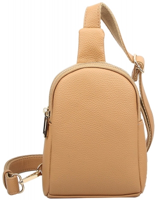 Fashion Multi Zip Sling Bag ND126 LIGHT TAN